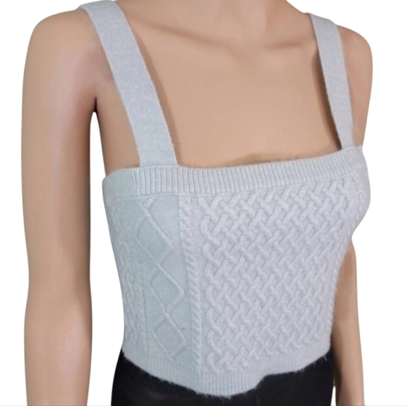 H&M Womens Light Gray Cable Knit Crop Top Size M - Picture 1 of 16